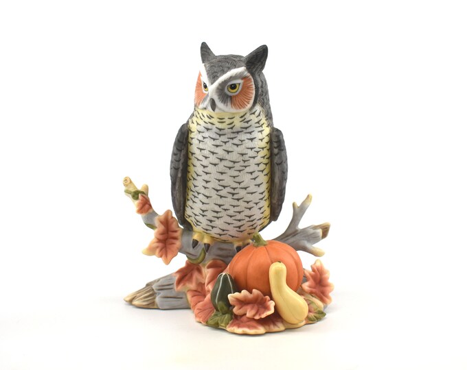 Estate Owl Figurine Vintage Lenox Hand Painted Bird Woodland Animals 2005 Original Box and COA Holiday Gift