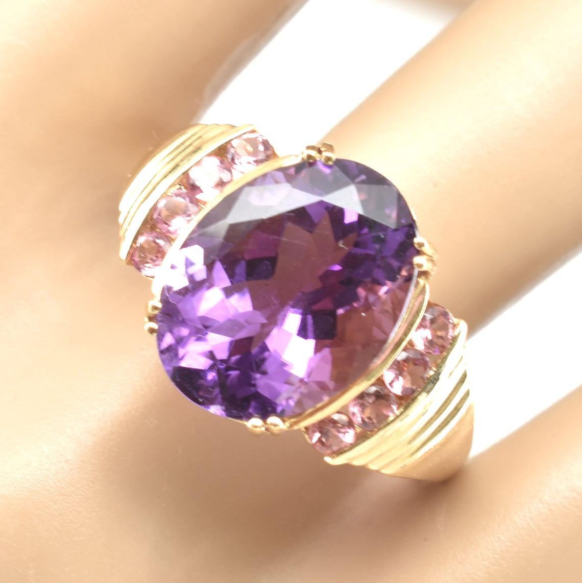 Estate Gemstone Ring 14K Solid Yellow Gold Natural Amethyst Etsy