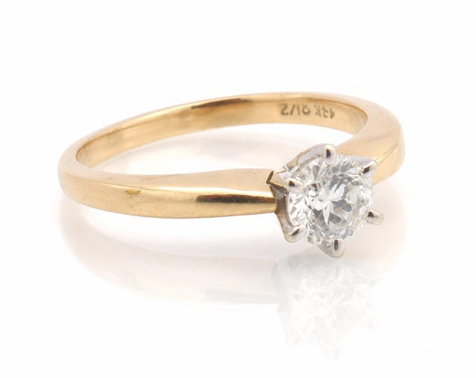 14K Yellow Gold Diamond Solitaire Ring, 0.64 Carat, Size 6.75