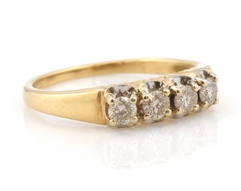 Vintage 14K Yellow Gold Diamond Band Ring, Half Carat Size 5.25