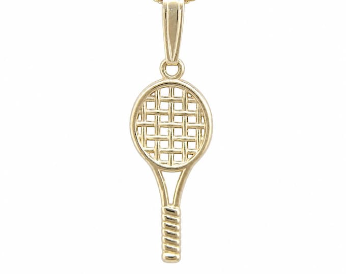 Estate 14K Yellow Gold Tennis Racquet Pendant, 33mm