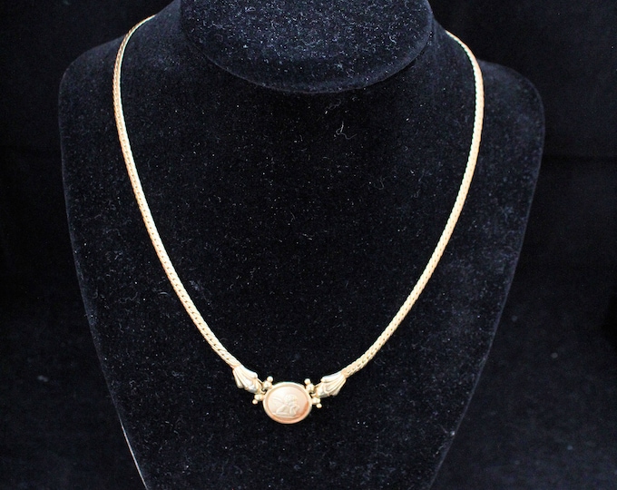 Estate Gold Necklace Vintage 14K Solid Yellow Gold Raphael's Cherub Putto Angel Necklace Signed VIOR Made in Italy Holiday Gift