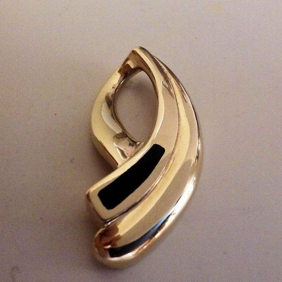 Estate 14K Solid Yellow Gold Genuine Onyx Slide P… - image 4