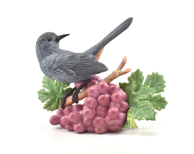 Estate Gray Catbird Figurine Vintage Lenox Hand Painted Bird Garden Birds 2005 Original Box and COA Holiday Gift