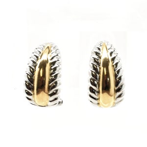 Orecchini vintage in oro massiccio 14 carati, clip Omega in oro bianco e giallo, regalo di Natale