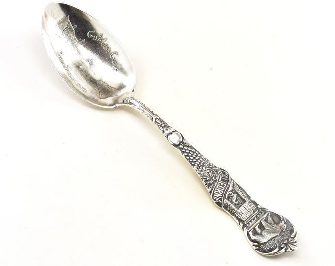 Estate Souvenir Spoon Golden Gate San Francisco California Antique 925 Solid Sterling Silver 5 9/16 Inches Long 1849 Holiday Gift