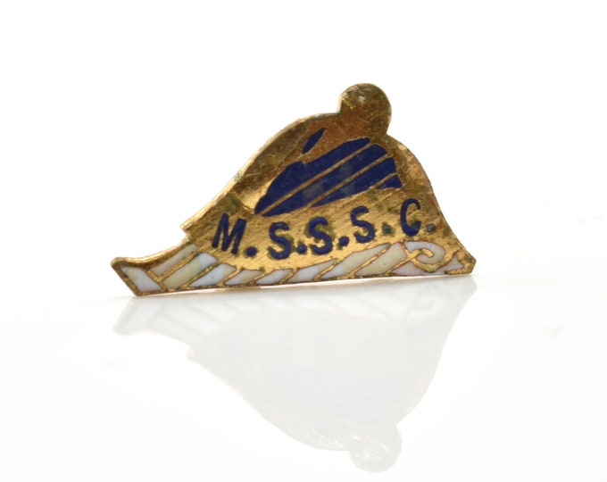Estate Gold Pin Vintage 10K Solid Yellow Gold M.S.S.S.C. Lapel Hat Pin Celtic Harp Irish American Society Holiday Gift