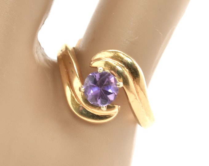 Estate Amethyst Ring Vintage 14K Solid Yellow Gold Natural Amethyst Size 5.5 February Birthstone with Appraisal Holiday Gift