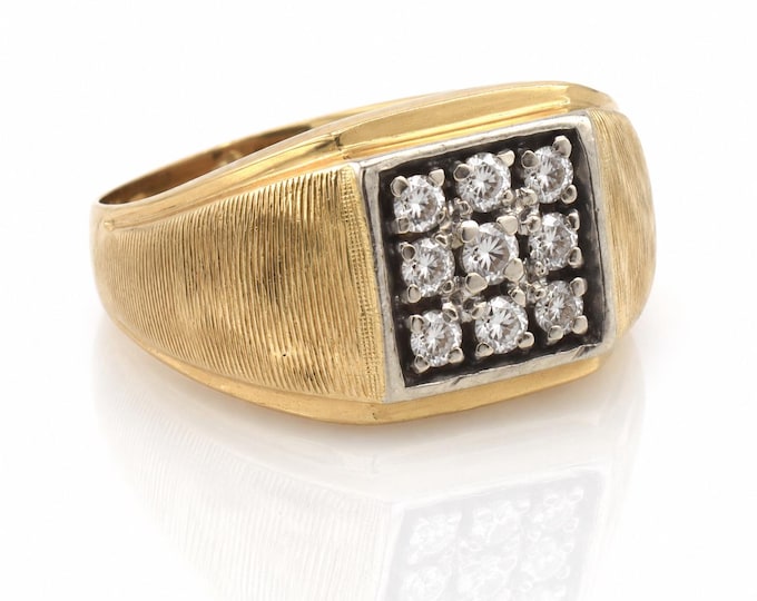 Vintage 14K Gold 0.52 CTW Diamond Signet Ring Estate, Size 7