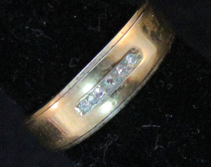 Estate 14K Solid Yellow Gold 5 Genuine Diamonds Wedding Band 3.5 Grams Size 4.75 Holiday Gift