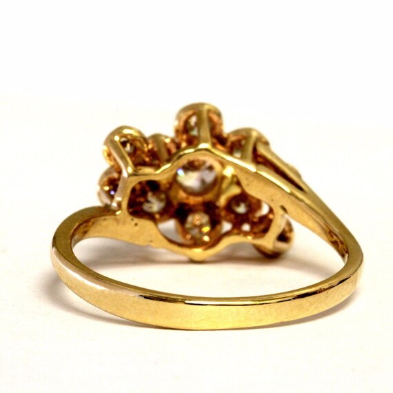 Estate 14K Yellow Gold Diamonds Cluster Ring .56 … - image 6
