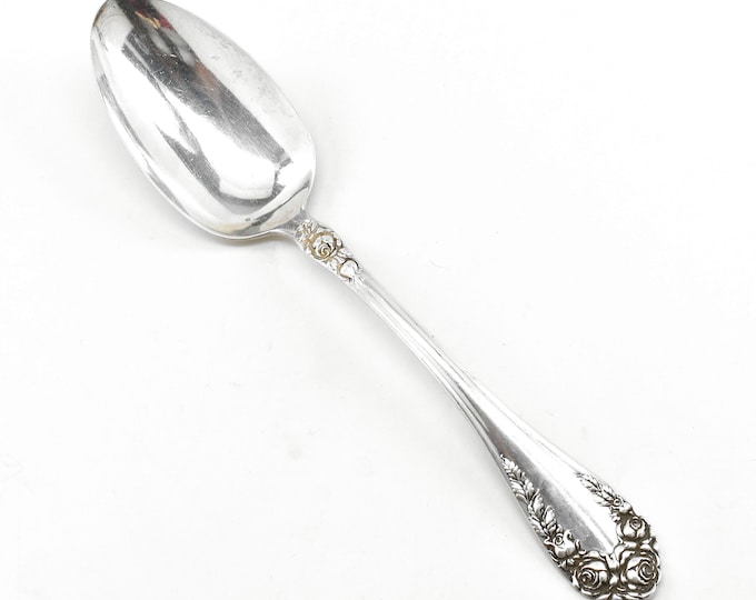 Estate Serving Spoon Watson Wallace Rose Vintage 925 Solid Sterling Silver Tablespoon 8.25 Inches Long Holiday Gift