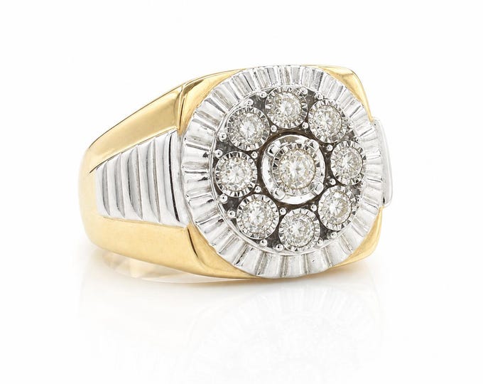 Vintage 10K Gold Diamond Cluster Ring, Estate Jewelry Gift