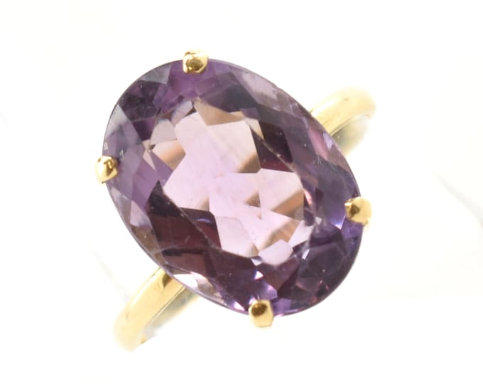 Estate Amethyst Ring Vintage 18K Solid Yellow Gold Natural Amethyst Nearly 7 Carats Size 8.25 February Birthstone Holiday Gift