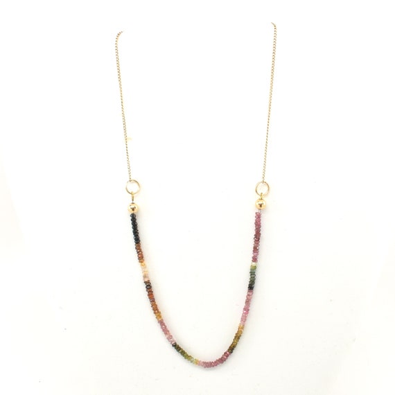 14K Solid Yellow Gold Multi-Colored Natural Tourm… - image 2