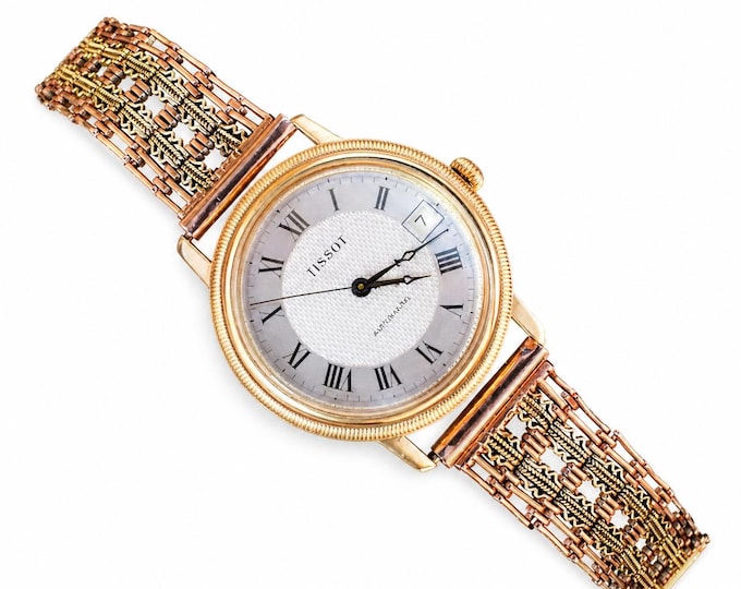 14K Solid Yellow Gold Tissot Automatic Watch, 60.82 Grams, Swiss Made, Vintage Estate