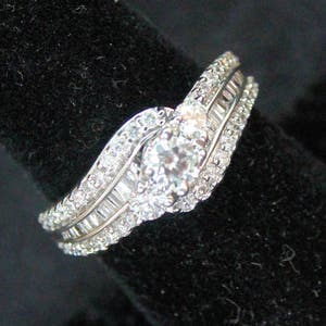 Estate 14K White Gold 1.24 Carats Genuine Diamonds Ring 4.7 Grams Size 6.75 Holiday Gift
