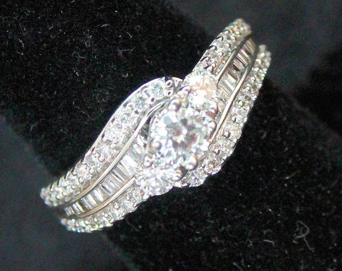 Estate 14K White Gold 1.24 Carats Genuine Diamonds Ring 4.7 Grams Size 6.75 Holiday Gift