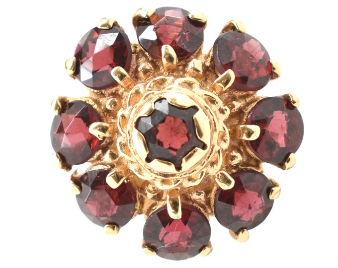 Estate Garnet Ring Vintage 14K Solid Yellow Gold Natural Garnets Dome Cluster Over 4 Carats Total Size 2.75 January Birthstone Holiday Gift