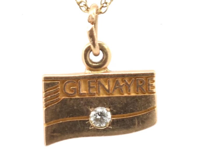10K Solid Gold GLENAYRE Pendant with Natural Diamond Charm