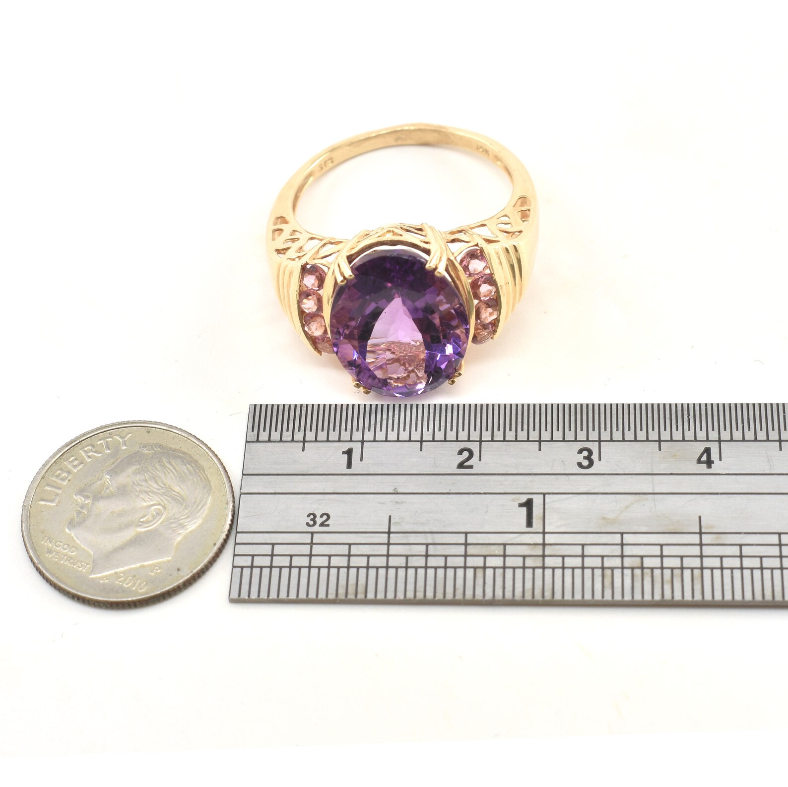 Estate Gemstone Ring 14K Solid Yellow Gold Natural Amethyst Etsy