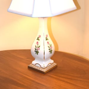 Estate Porcelain Lamp Vintage Pink Roses Boudoir Home Decor