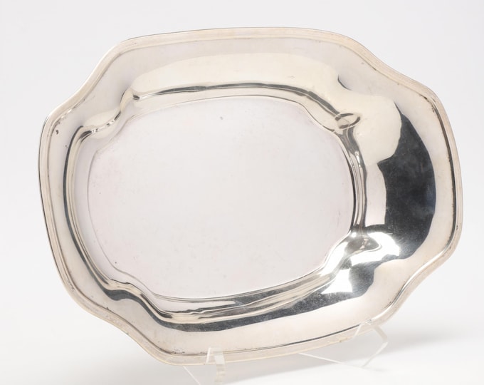 Estate Sterling Tray Vintage 925 Solid Sterling Silver International Pattern J24 Shaped Rim No Monogram Holiday Gift