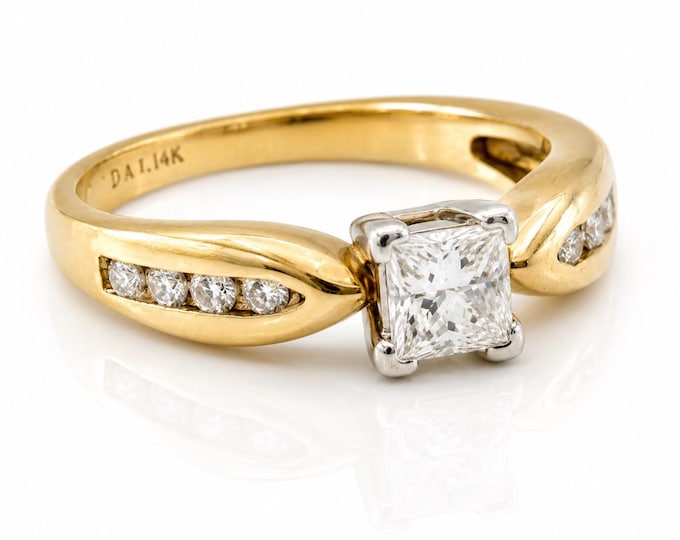 Estate 14K Yellow Gold Diamond Engagement Ring, 1.02 Carat, Size 6.5