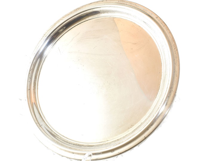 Estate Silver Salver Vintage 925 Solid Sterling Silver Round Tray International Holiday Gift