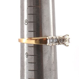Vintage 14K Gold Oval Diamond Ring with Baguette and Round Accents image 10
