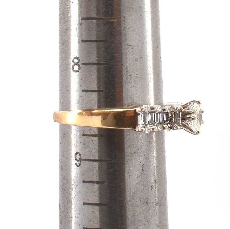 Vintage 14K Gold Oval Diamond Ring with Baguette and Round Accents image 10