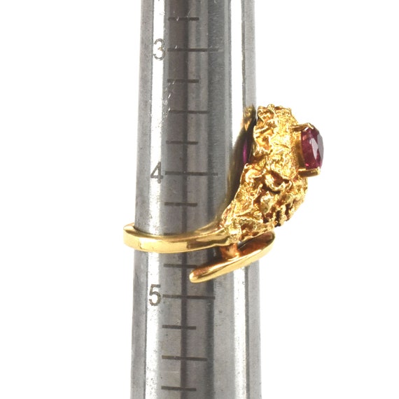 Estate Ruby Ring Vintage 18K Solid Yellow Gold Na… - image 8