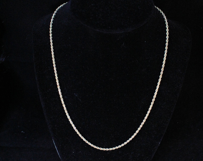 Estate 14K Solid Yellow Gold 18" Twisted Rope Chain Necklace 8.74 Grams Holiday Gift