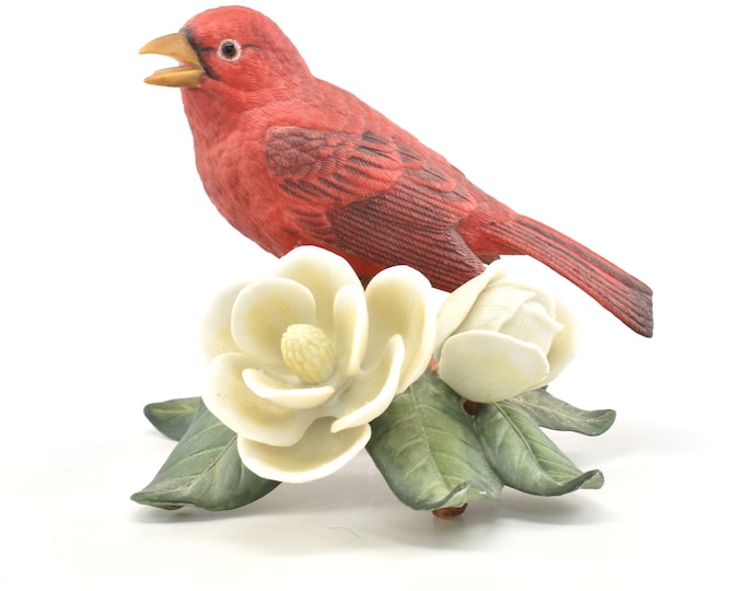 Estate Summer Tanager Figurine Vintage Lenox Hand Painted Bird Garden Birds 1996 Holiday Gift