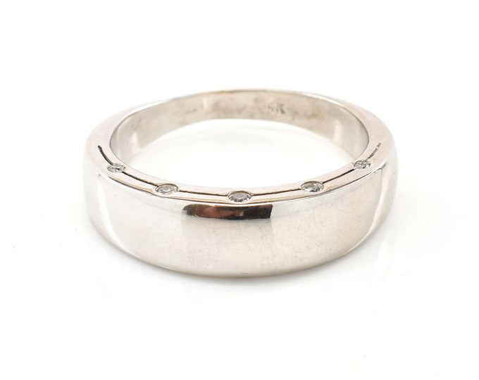 Estate Diamond Ring Vintage 14K Solid White Gold Natural Diamonds .12 Carat Total Weight Size 8.75 Holiday Gift