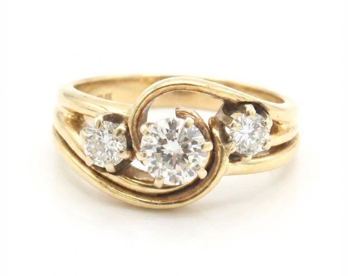 Vintage 14K Yellow Gold Diamond Bridal Ring Set, .73ctw, Size 5.25