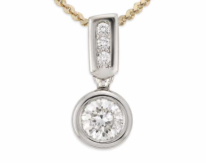 Estate 14K White Gold Diamond Solitaire Pendant (.58 Carats Total)