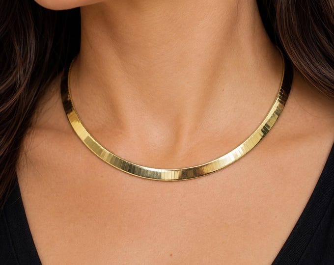 Vintage 14K Solid Gold Omega Necklace, 15.75 Inch Chain
