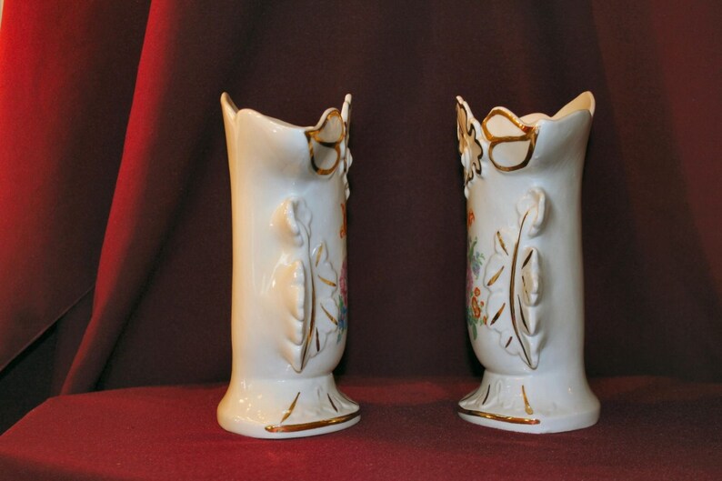 Antique Mantel Vases Vintage Pair Vases Made in Belgium White Etsy