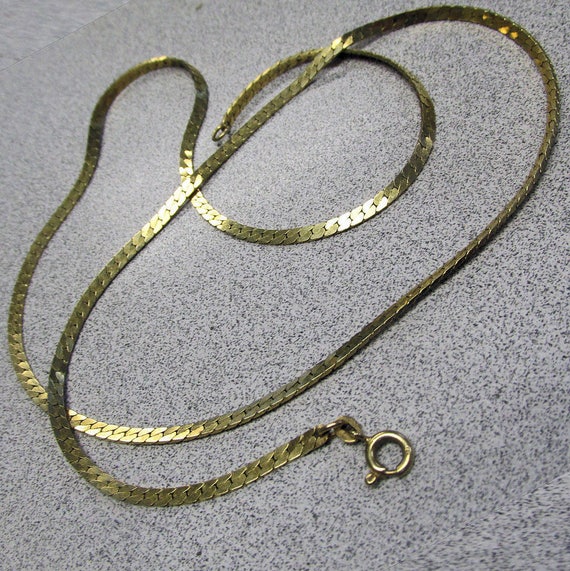 Estate 14K Solid Yellow Gold 26" Herringbone Chai… - image 6