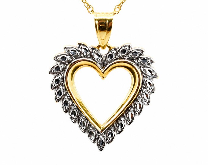 14K Two Tone Gold Victorian Revival Open Heart Pendant Michael Anthony