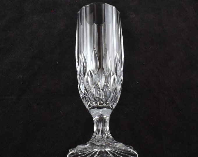Estate Crystal Vase Vintage Fluted Glass Scalloped Star Base Pedestal Bud Vase Holiday Gift