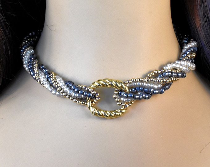 Estate Gold Clasp Vintage 18K Solid Yellow Gold Necklace Scarf Clasp Rope Design Signed Cellino Holiday Gift