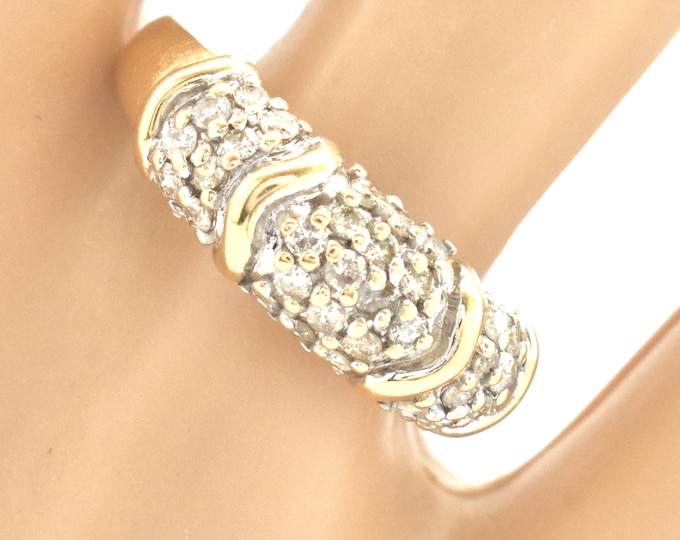 Estate Diamond Ring Vintage 14K Solid Yellow Gold 32 Natural Diamonds Band .80 Carats Total Weight Size 8.25 Holiday Gift