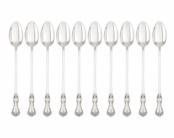 Vintage Reed Barton Marlborough Sterling Silver Iced Tea Spoons Set of 10