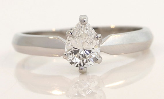 Estate Diamond Ring Vintage Solid Platinum Natura… - image 1