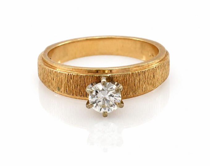 14K Yellow Gold Solitaire Diamond Engagement Ring (0.36ct VS2) – Estate Rhapsody Size 6