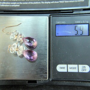 14K Gold Amethyst Quartz Dangle Earrings Boho Artisan Estate Jewelry Bild 13