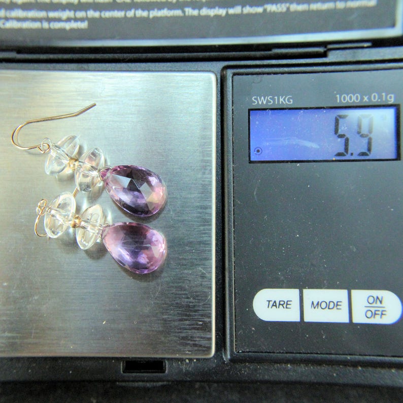 14K Gold Amethyst Quartz Dangle Earrings Boho Artisan Estate Jewelry Bild 13