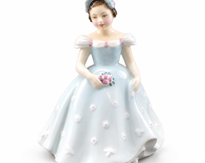 Royal Doulton Bridesmaid Figurine HN2196, Peggy Davies 1959 Light Blue Dress